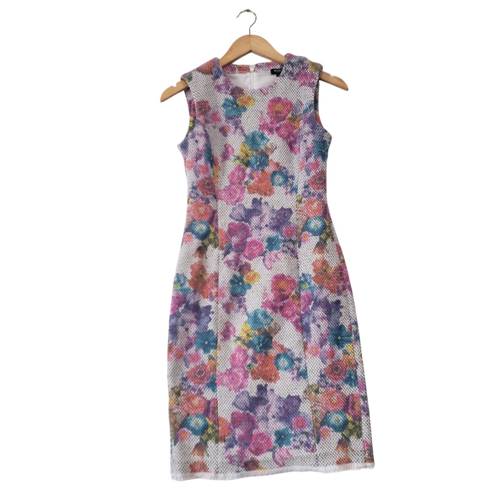 Worth New York Sheath Dress Womens 2 Multicolor Floral Textured Sleeveless Mini